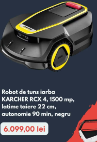 KARCHER Robot de tuns iarba RCX 4, 1500 mp, latime taiere 22 cm, autonomie 90 min, negru