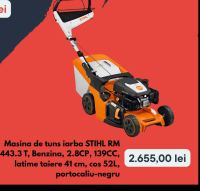 STIHL Masina de tuns iarba RM 443.3 T, Benzina, 2.8CP, 139CC, latime taiere 41 cm, cos 52L, portocal