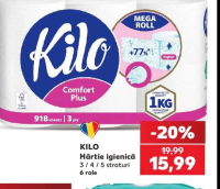 Kilo Hârtie igienică 3 / 4 / 5 straturi 6 role