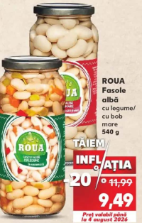 ROUA Fasole albă cu legume/cu bob mare 540 g
