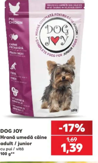 Dog Joy Hrană umedă câine adult / junior cu pui / vită 100g