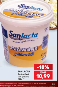 Sanlacta Smântână 12% grăsime 900 g