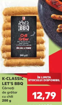 K-Classic Let's BBQ Cârnați de grătar cu chili 200 g