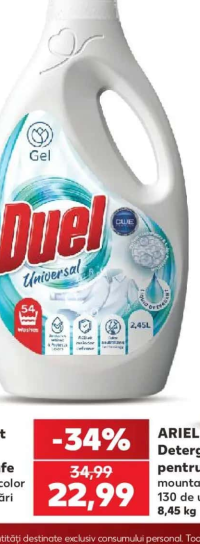 DUEL Detergent lichid pentru rufe universal / color 54 de utilizări 2.45 l