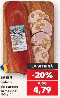 SABIN Salam de curcan cu măsline 100 g