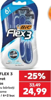 BIC FLEX 3 Aparat de ras pentru bărbați cu 3 lame 6 buc / 6+2 buc