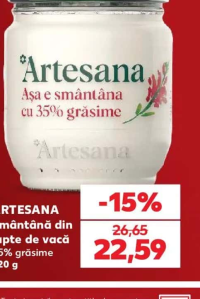 ARTESANA Smântână din lapte de vacă 35% grăsime 320 g