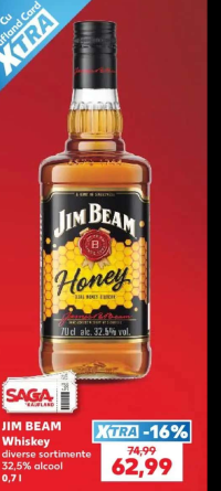 Jim Beam Honey Whiskey diverse sortimente 32.5% alcool 0.7l