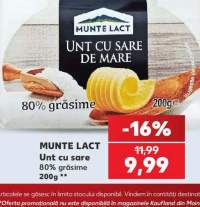 Munte Lact Unt cu sare 80% grăsime 200 g