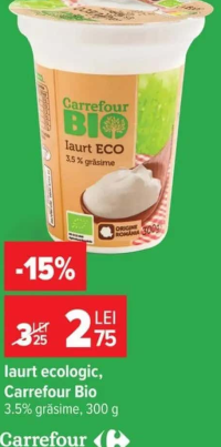 Carrefour Bio Iaurt ecologic 3.5% grăsime 300 g