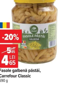 Carrefour Classic Fasole galbenă păstăi, 690 g