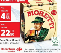 Bere Birra Moretti 6 x 0.33 L, per pachet