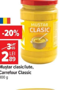 Carrefour Classic Muștar clasic/iute, 300 g