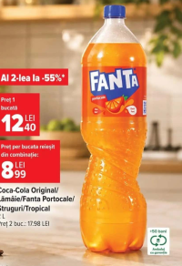 Coca-Cola Original/ Lămâie/Fanta Portocale/ Struguri/Tropical 2 L
