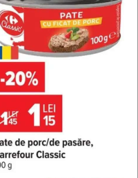 Carrefour Classic Pate de porc/de pasăre, 100 g