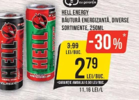 HELL ENERGY BĂUTURĂ ENERGIZANTĂ, DIVERSE SORTIMENTE, 250ML
