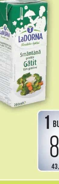 LADORNA SMÂNTÂNĂ UHT PENTRU GĂTIT, 15% GRĂSIME, 200ML