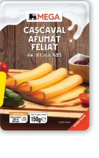 Mega Cașcaval Afumat Feliat, 150g