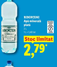 Biborțeni Apă minerală plată 2 L