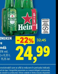 HEINEKEN Bere blondă (5+1) x 0,33 L