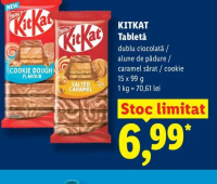 KitKat Tabletă dublu ciocolată / alune de pădure / caramel sărat / cookie 112 / 115 g