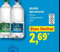 Bilbor Apă minerală natural carbogazificată / plată 1 L
