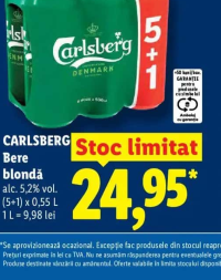 CARLSBERG Bere blondă (5+1) x 0,5 L