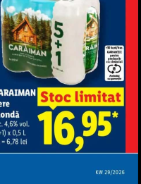 CARAIMAN Bere blondă (5+1) x 0,5 L