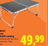 CRIVIT Masă pliabilă camping 60 x 40 x 26 cm