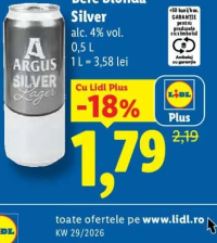 ARGUS Bere blondă Silver 0,5 L