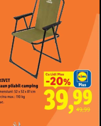 CRIVIT Scaun pliabil camping