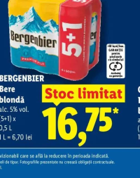 BERGENBIER Bere blondă (5+1) x 0,5 L