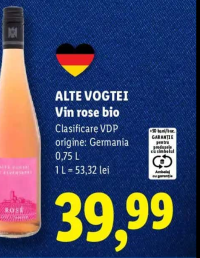ALTE VOGTEI Vin rose bio 0,75 L