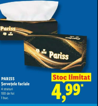 PARISS Șervețele faciale 4 straturi 100 de foi 1 buc.
