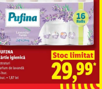 Pufina Hârtie igienică 3 straturi parfum de lavandă 16 buc.