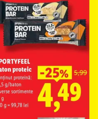 SPORTYFEEL Baton proteic diverse sortimente 45 g