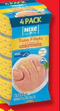 Nixe File de ton în ulei de floarea-soarelui 4 x 185 g