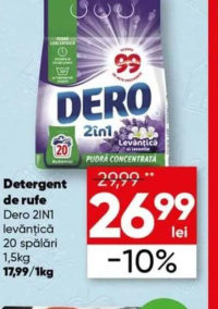 Dero 2in1 Detergent de rufe levănțică 20 spălări 1.5kg