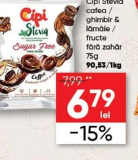 Bomboane Cipi Stevia cafea / ghimbir & lămâie / fructe fără zahăr 75g