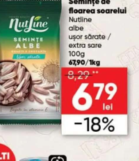 Nutline Semințe de floarea soarelui albe ușor sărate / extra sare 100g