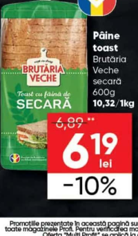 Brutăria Veche Pâine toast secară 600g