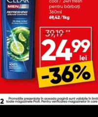 Clear Șampon refreshing / active cool / 24H fresh pentru bărbați 360ml