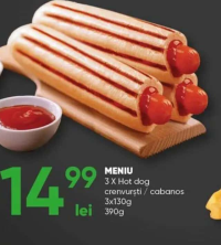 fiiGO cafe Meniu 3 X Hot dog crenvurști / cabanos 3x130g 390g