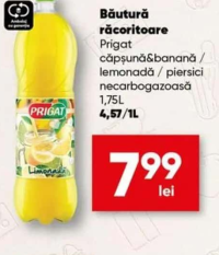 Prigat Băutură răcoritoare căpșună&banană / lemonadă / piersici necarbogazoasă 1.75L