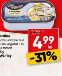 Toate Pânzele Sus Sardine în ulei vegetal / în sos tomat 125g