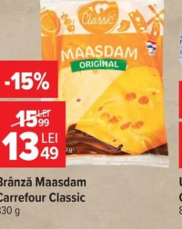 Brânză Maasdam Carrefour Classic 330g