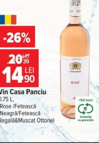 Vin Casa Panciu 0.75 L Rose /Fetească Neagră/Fetească Regală&Muscat Ottonel
