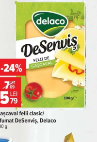Delaco DeServiş Caşcaval felii clasic/afumat 100 g