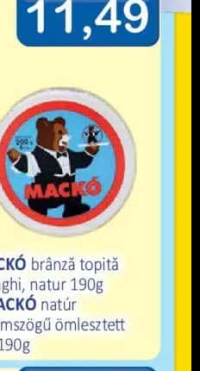 MACKÓ brânză topită triunghi, natur 190g