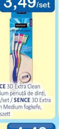 SENCE 3D Extra Clean Medium periuță de dinți 3buc/set